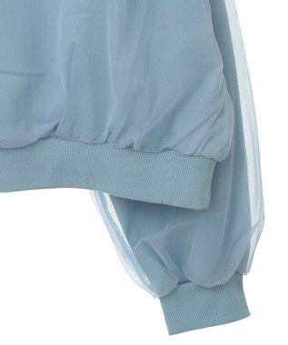 Green Parks 箔プリントチュール重ねプルオーバー Sax