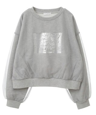 Green Parks 箔プリントチュール重ねプルオーバー Gray Mixture