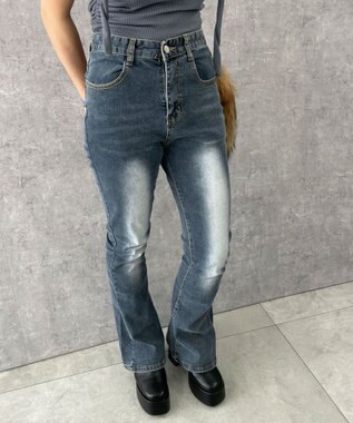 WEGO ストレッチフレアデニムパンツ デニム中濃色