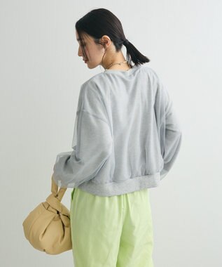 Green Parks 箔プリントチュール重ねプルオーバー Gray Mixture