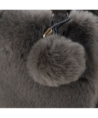 UNBILLION カシュカシュ cachecache / ポンポン付きエコファーラウンド型トートバッグ GY