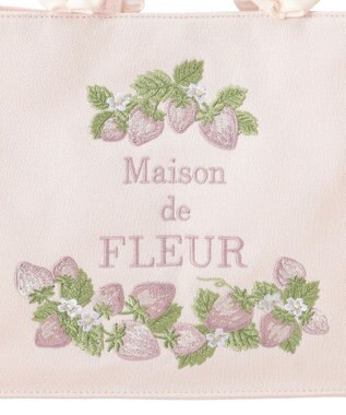 Maison de FLEUR いちごフリルハンドルスクエアトートバッグ Pink
