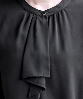 Tiaclasse 【洗える・スマート裏起毛】ジョーゼットフリルブラウス ブラック