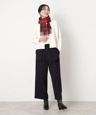 MOONBAT WEB限定【洗える】ミエル (miel) カシミヤ100％ チェックマフラー レッド