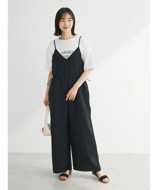 Green Parks 冷やっとすずやかウエストドロストサロペット Black