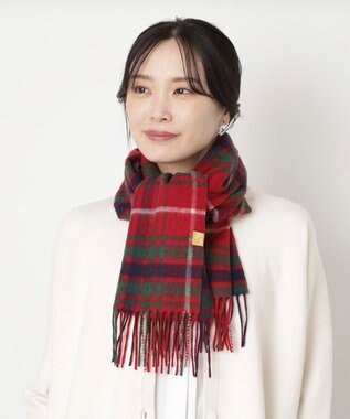 MOONBAT WEB限定【洗える】ミエル (miel) カシミヤ100％ チェックマフラー レッド