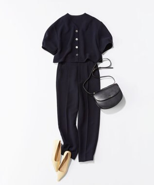 uncrave ウォッシャブルダブルクロス ブラウス ネイビー