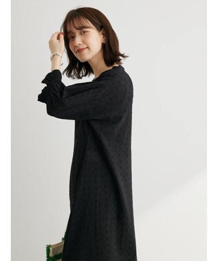 Green Parks Ｉ　胸元レース７分袖ワンピース Black