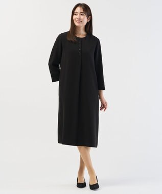J.PRESS LADIES S 【2way】セラテリーダブルクロス 襟付き ワンピース ブラック系