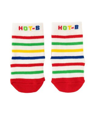 MIKI HOUSE HOT BISCUITS 【9-17cm】 かかと顔　ボーダーソックス マルチカラー