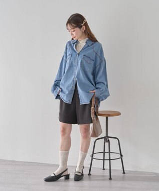 earth music&ecology 【予約】ウエスタンデニムシャツ ライトインディゴ