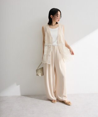 Green Parks セミワイドスラックスパンツ Ecru