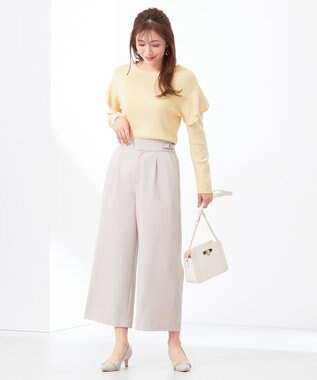 ANY SIS 【洗える】ベルトポイントワイド パンツ アイボリーベージュ