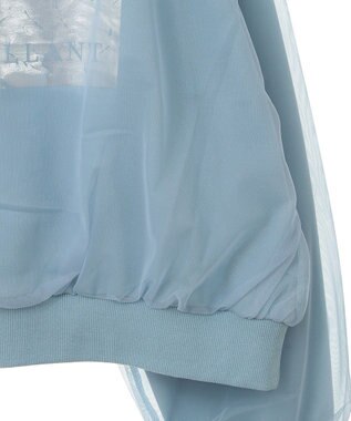 Green Parks 箔プリントチュール重ねプルオーバー Sax