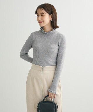 Green Parks ・ｓｗｉｎｇ　ｂｙ　フリルハイネックリブニット Gray Mixture