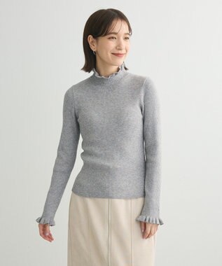 Green Parks ・ｓｗｉｎｇ　ｂｙ　フリルハイネックリブニット Gray Mixture