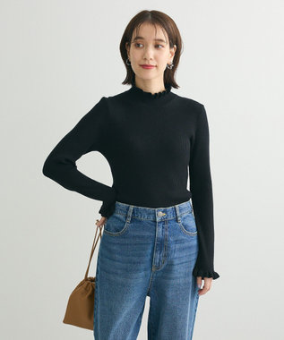 Green Parks ・ｓｗｉｎｇ　ｂｙ　フリルハイネックリブニット Black