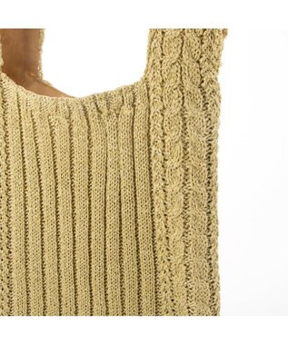 UNBILLION カシュカシュ cachecache / ケーブル編みラメショッパーミニトート ゴールド