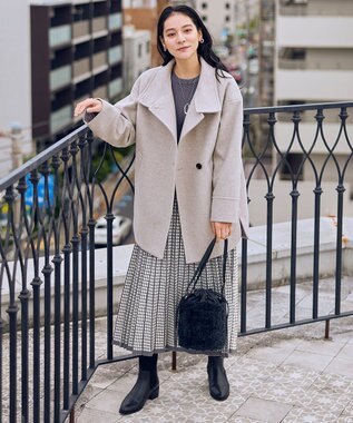 ANY L スタンドコクーンコート グレージュ