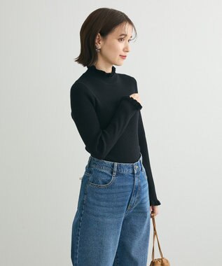 Green Parks ・ｓｗｉｎｇ　ｂｙ　フリルハイネックリブニット Black