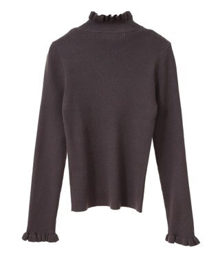 Green Parks ・ｓｗｉｎｇ　ｂｙ　フリルハイネックリブニット Charcoal Gray