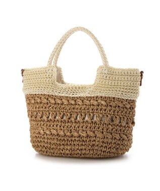 UNBILLION カシュカシュ cachecache / 切替柄編2wayミニトート アイボリー