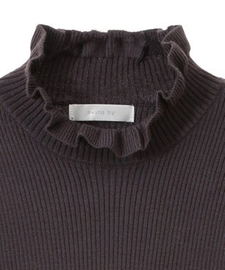 Green Parks ・ｓｗｉｎｇ　ｂｙ　フリルハイネックリブニット Charcoal Gray