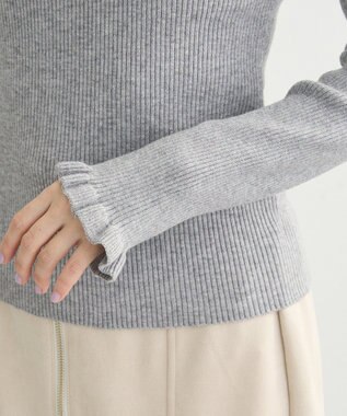 Green Parks ・ｓｗｉｎｇ　ｂｙ　フリルハイネックリブニット Gray Mixture