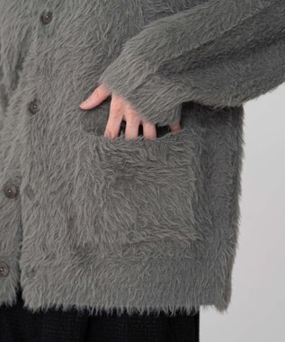 WEGO 【2025秋冬新作/ユニセックス着用ITEM/SMLサイズ展開】フェザーニットカーディガン グレー