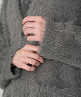 WEGO 【2025秋冬新作/ユニセックス着用ITEM/SMLサイズ展開】フェザーニットカーディガン グレー