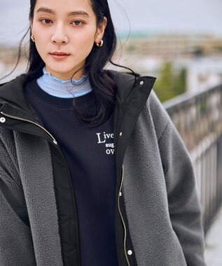 ANY 【LEE掲載】ボアコート チャコール×ブラック