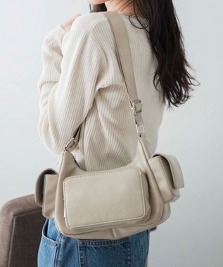 WEGO ポケットデザインショルダー ベージュ