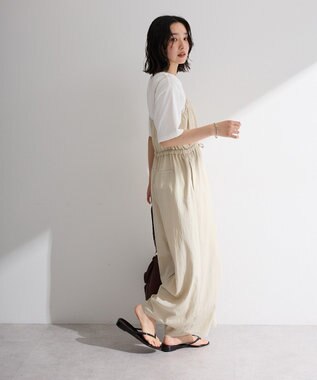 Green Parks 胸元バルーンワイドシルエットサロペット Light Beige