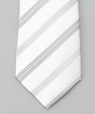 GOTAIRIKU 【WEAR BLACK】フォーマル用_ストライプ ネクタイ ホワイト系1