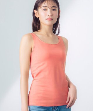 Wing カップ付きタンクトップ 綿混(身生地部) ラク きれいなバストシルエット 【シンクロブラトップ 綿混タイプ】 ブラトップ ET1132 ウイング／ワコール オレンジ