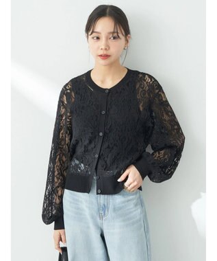 earth music&ecology レースカーディガン Black