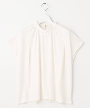 Feroux 【UVケア】スタンドネックフレンチスリーブ Tシャツ ホワイト系