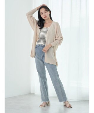 earth music&ecology 接触冷感Ｖネックカーディガン Light Beige