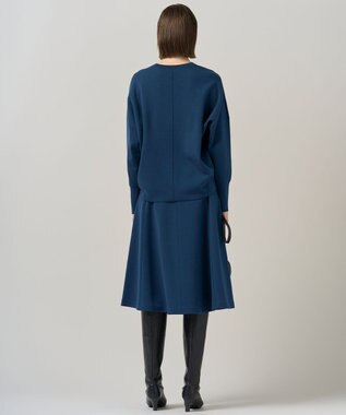 ICB 【洗える】 シルキーウールダブルフェイス ニットプルオーバー ブルーグレー