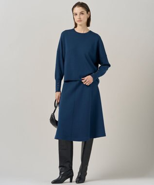 ICB 【洗える】 シルキーウールダブルフェイス ニットプルオーバー ブルーグレー