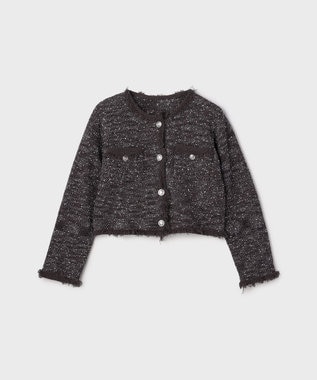 GRACE CONTINENTAL ツイードニットカーディガン ブラック