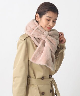 MOONBAT 【WEB限定ラッピング袋付】PAUL & JOE ACCESSOIRES フェイクファービッグリボンマフラー ピンク