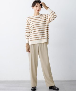 23区 L 【見上愛さん着用/Oggi10月号掲載/洗える】スエーディーサテン ワイド パンツ ベージュ系