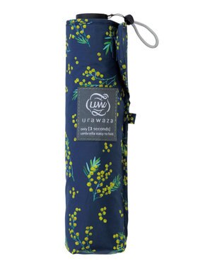 MOONBAT urawaza smil(ウラワザ スリム) 3秒でたためる傘 折りたたみ傘 ミモザガーデン 大きめ55cm UV ディープブルー