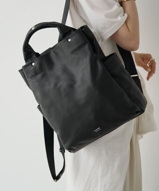 russet ＜約10リットル/690g＞2ハンドルレザーリュックサック(SF-259) Black