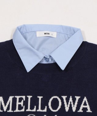 WEGO シャツドッキングジャガードニット ネイビー