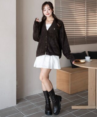 WEGO 【25年秋冬新作/WEB限定】別注USPOLOシャギーニットカーデ ブラウン