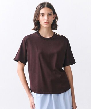 BEIGE， NADIA / ストレッチ メタルボタンニット Bordeaux