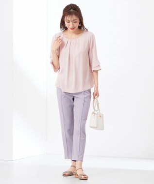 ANY SIS S 【洗える】ラッフルフレアジョーゼット ブラウス ペールピンク