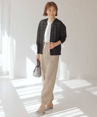 J.PRESS LADIES L 【洗える】SHEER JACQUARD ニット ブルゾン ブラック系